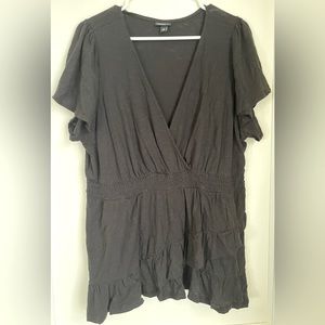 Torrid Women’s black ruffle blouse. 1X
